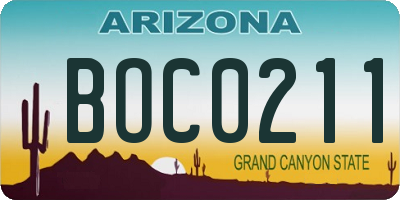 AZ license plate BOC0211