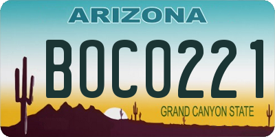 AZ license plate BOC0221
