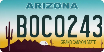 AZ license plate BOC0243