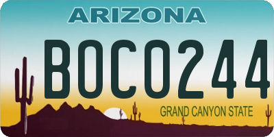 AZ license plate BOC0244