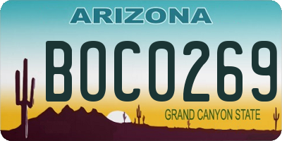 AZ license plate BOC0269