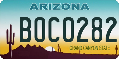 AZ license plate BOC0282