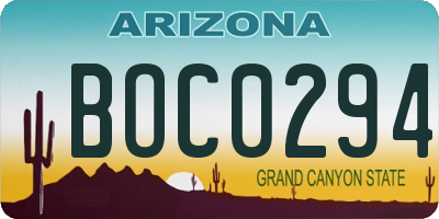 AZ license plate BOC0294