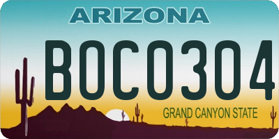 AZ license plate BOC0304