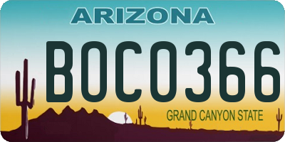 AZ license plate BOC0366