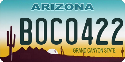 AZ license plate BOC0422