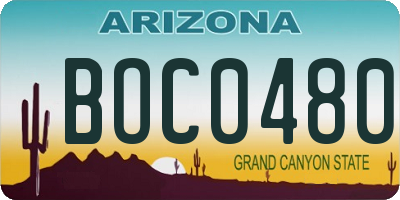 AZ license plate BOC0480