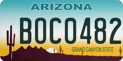 AZ license plate BOC0482