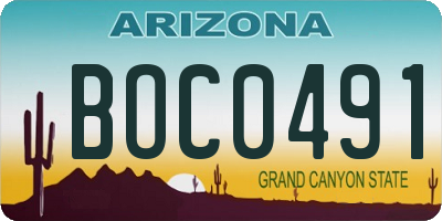 AZ license plate BOC0491