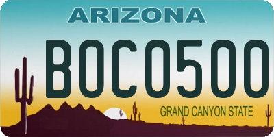 AZ license plate BOC0500