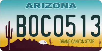 AZ license plate BOC0513