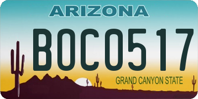 AZ license plate BOC0517