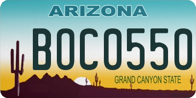 AZ license plate BOC0550