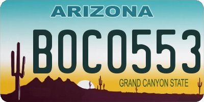 AZ license plate BOC0553