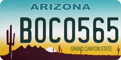 AZ license plate BOC0565