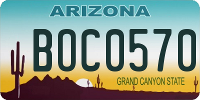 AZ license plate BOC0570