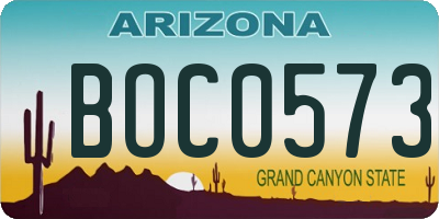 AZ license plate BOC0573