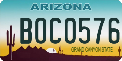 AZ license plate BOC0576