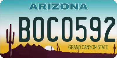 AZ license plate BOC0592