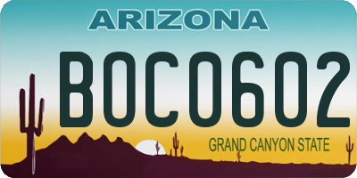 AZ license plate BOC0602