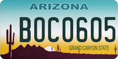 AZ license plate BOC0605