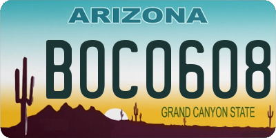 AZ license plate BOC0608