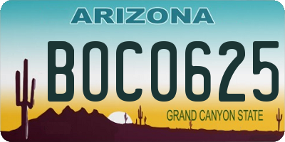 AZ license plate BOC0625