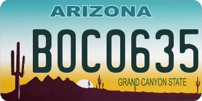 AZ license plate BOC0635
