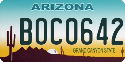 AZ license plate BOC0642