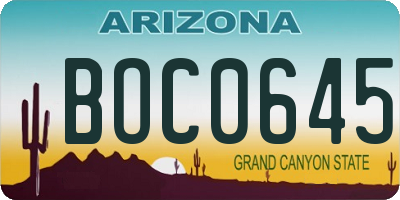 AZ license plate BOC0645