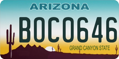 AZ license plate BOC0646