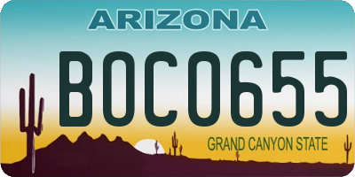 AZ license plate BOC0655