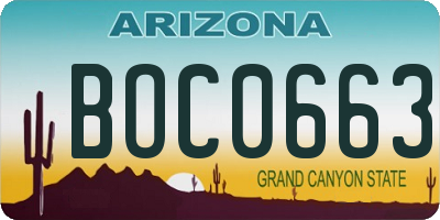 AZ license plate BOC0663