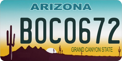AZ license plate BOC0672