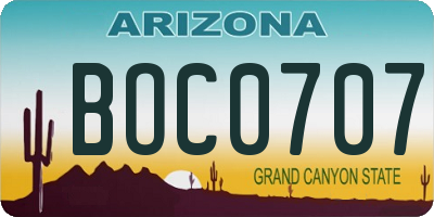 AZ license plate BOC0707