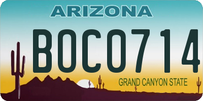 AZ license plate BOC0714