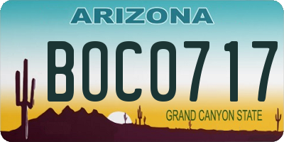 AZ license plate BOC0717