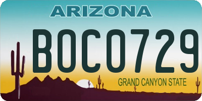AZ license plate BOC0729