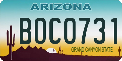 AZ license plate BOC0731