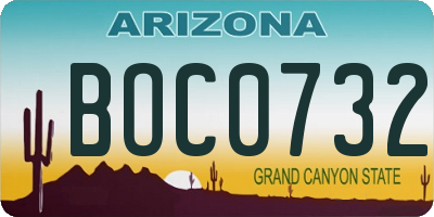 AZ license plate BOC0732
