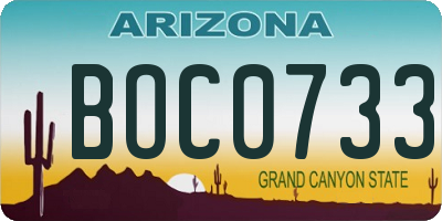 AZ license plate BOC0733