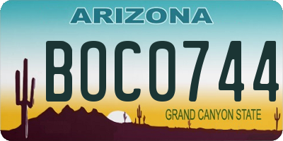 AZ license plate BOC0744