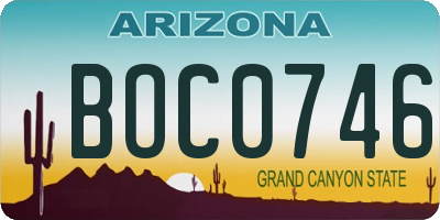 AZ license plate BOC0746