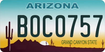 AZ license plate BOC0757