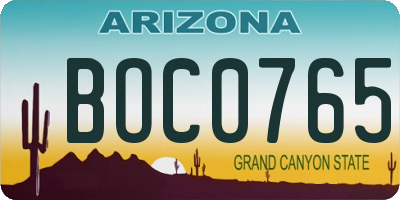 AZ license plate BOC0765