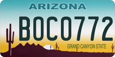 AZ license plate BOC0772