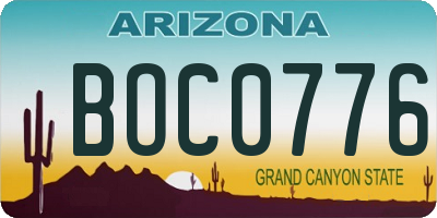 AZ license plate BOC0776