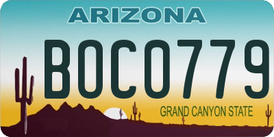 AZ license plate BOC0779