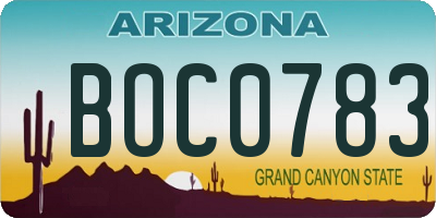 AZ license plate BOC0783