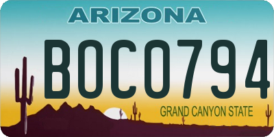 AZ license plate BOC0794